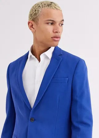 Синий фактурный пиджак приталенного кроя ASOS DESIGN Tall-Голубой