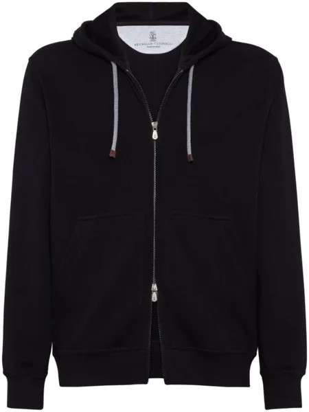 Brunello Cucinelli худи на молнии с кулиской, черный