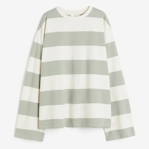 Лонгслив H&M Oversized Cotton, зеленый