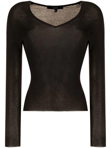 Gucci Pre-Owned джемпер тонкой вязки с V-образным вырезом