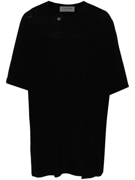 Yohji Yamamoto футболка с декоративной пуговицей, черный