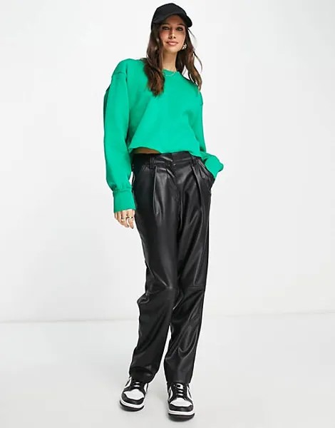 Ярко-зеленый свитшот оверсайз с необработанным краем ASOS DESIGN