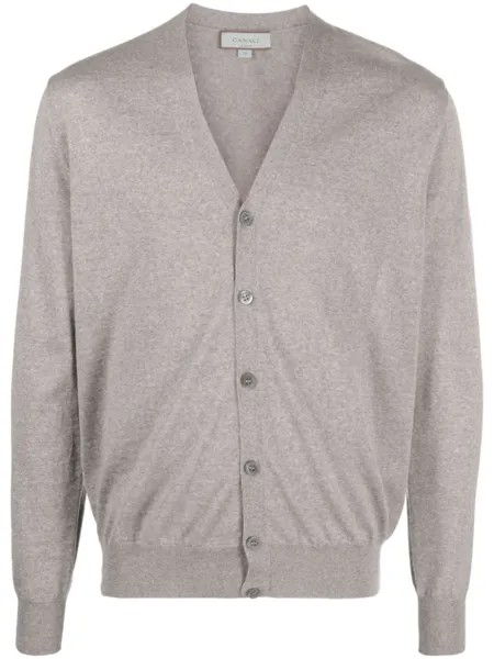 Canali кардиган из шерсти мериноса с V-образным вырезом, нейтральный цвет