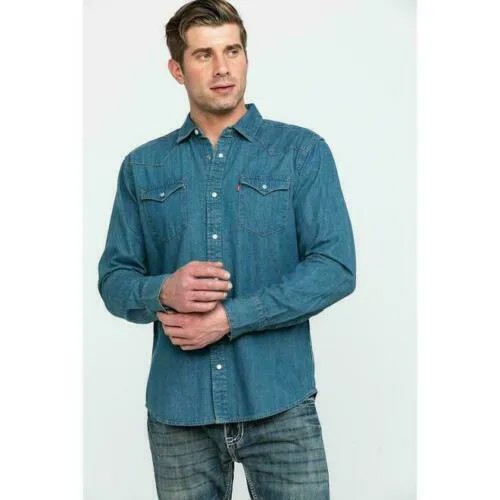 Классическая повседневная джинсовая рубашка Levis в стиле вестерн, синяя 3LYLW2262 ASWT