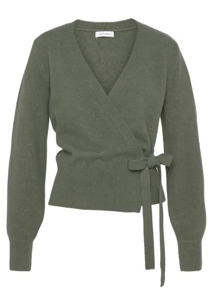 Толстовка LASCANA Wickelstrickjacke, зеленый