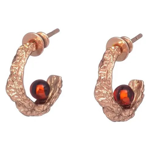 Серьги Amberprofi, серебро, 925 проба, золочение, янтарь