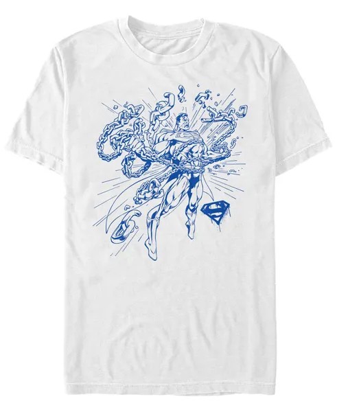 Мужская футболка с коротким рукавом dc superman breaking chains Fifth Sun, белый