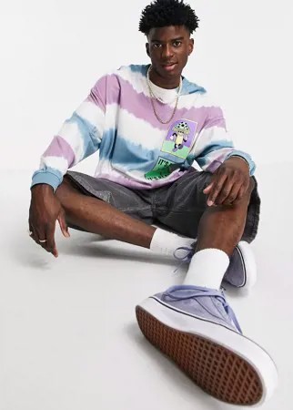 Oversized-лонгслив в полоску с эффектом тай-дай голубого и фиолетового цветов ASOS DESIGN-Multi