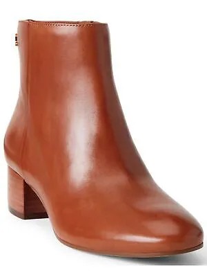 RALPH LAUREN Женские коричневые кожаные ботильоны Welford Ii с круглым носком на блочном каблуке 6,5 B