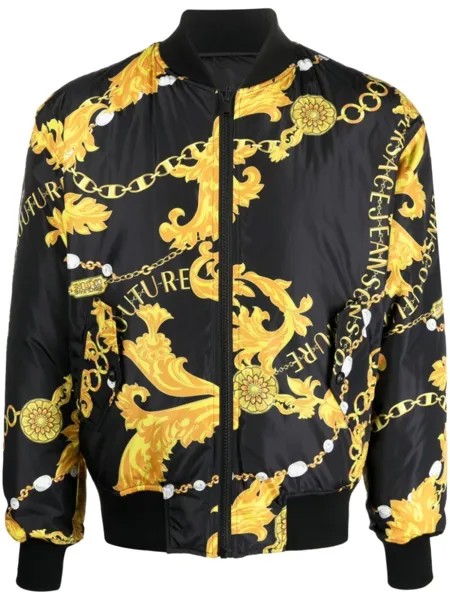 Versace Jeans Couture бомбер с принтом, черный