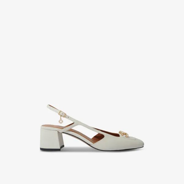 Кожаные туфли на каблуке с подвеской clover Maje, цвет blanc