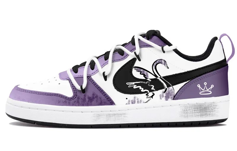 Кроссовки Nike Court Borough Skateboarding Shoes Women's Low-top Black/white/purple, белый/черный