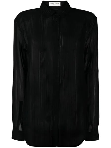Saint Laurent шелковая рубашка в полоску, черный