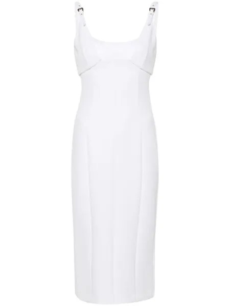 Versace Jeans Couture платье миди с пряжкой Baroque Buckle, белый