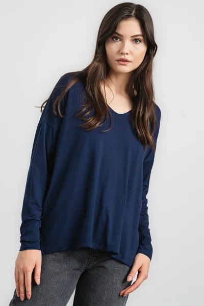 Свободная блузка с заниженными рукавами Stefanel, синий