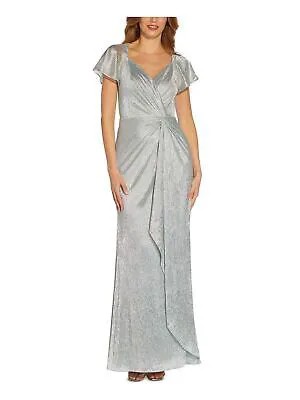 ADRIANNA PAPELL Женское вечернее платье серебристого цвета с перекручиванием спереди на подкладке с высоким разрезом 6