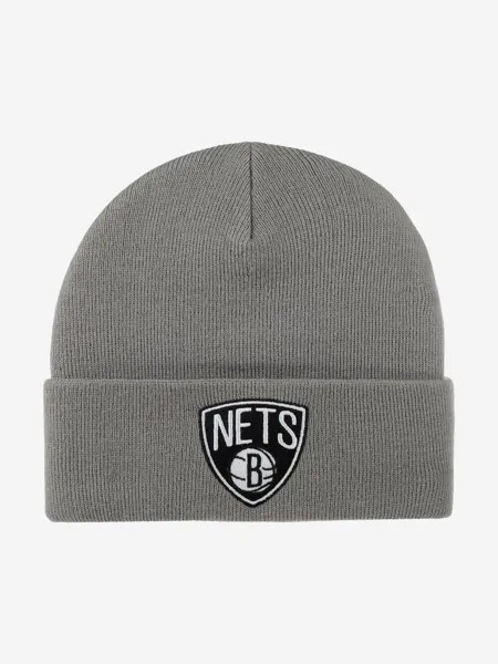 Шапка с отворотом MITCHELL NESS EU175-TEAMTALK-GRY Brooklyn Nets NBA (серый), Серый
