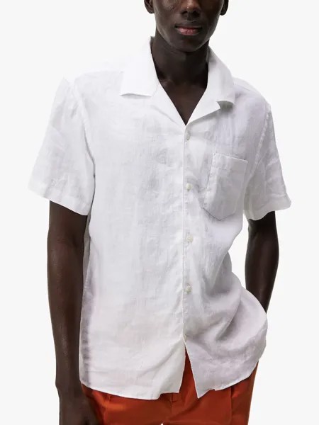 Льняная рубашка с короткими рукавами J.Lindeberg, белая