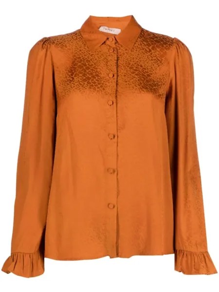 TWINSET animal-print ruffle-cuffs shirts, коричневый