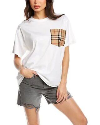 Женская футболка оверсайз с карманами в винтажную клетку Burberry