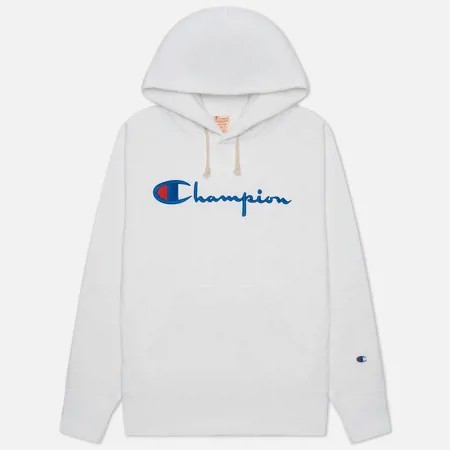 Мужская толстовка Champion Reverse Weave Script Logo Hoodie Custom Fit, цвет белый, размер XS