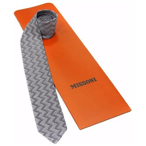 Черно-белый галстук оригинального узора и плетения Missoni 8ZAF87