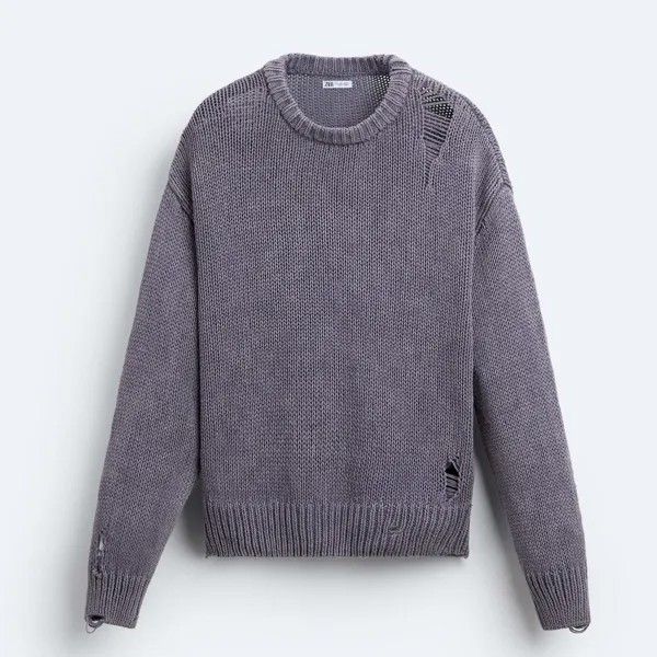 Джемпер Zara Faded Rips, фиолетовый