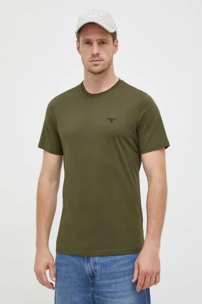 Хлопковая футболка Barbour, зеленый