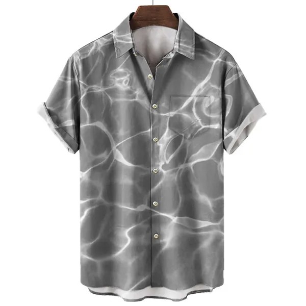 Мужская рубашка с гавайским принтом Water Ripple