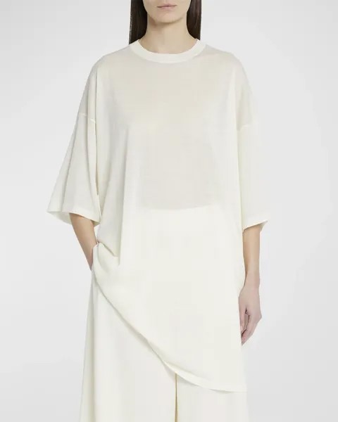 Кашемировый топ оверсайз с короткими рукавами Graig THE ROW, цвет Ivory