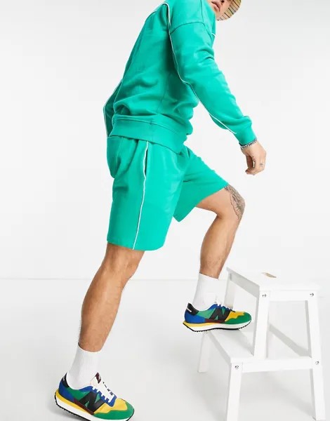 Трикотажные шорты в стиле oversized зеленого цвета с кантом от комплекта ASOS DESIGN-Зеленый цвет