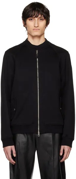 Черный бомбер с вышивкой Alexander McQueen