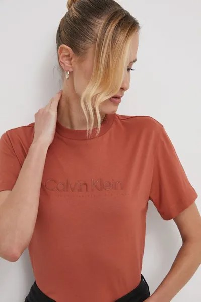 Хлопковая футболка Calvin Klein, оранжевый