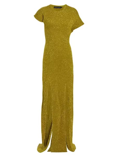 Платье макси с техническими пайетками Proenza Schouler, желтый