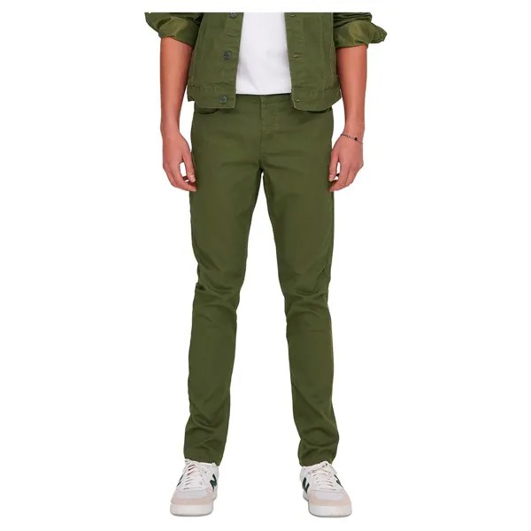 Брюки Only & Sons Loom Life Slim Fit, зеленый