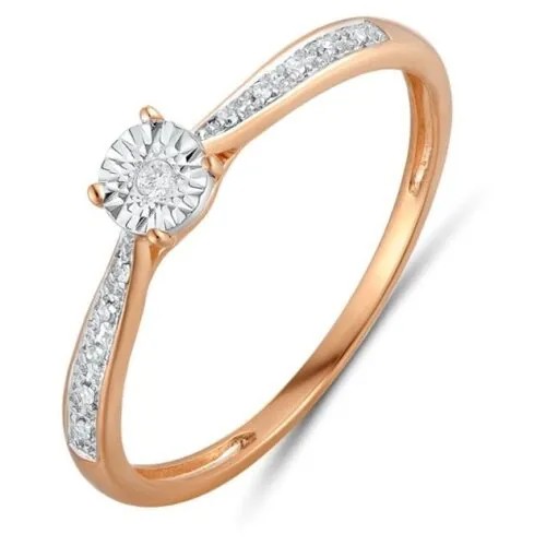 Золотое кольцо с бриллиантами R01-D-R311656DIA-R17, размер 17.5, мм