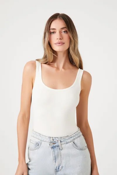 Бесшовное боди в рубчик Forever 21, ванилла