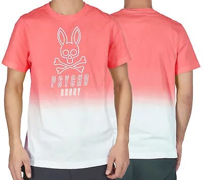 Мужская двухцветная футболка Psycho Bunny Diva розового цвета с графическим логотипом Fairbanks, хлопковая футболка