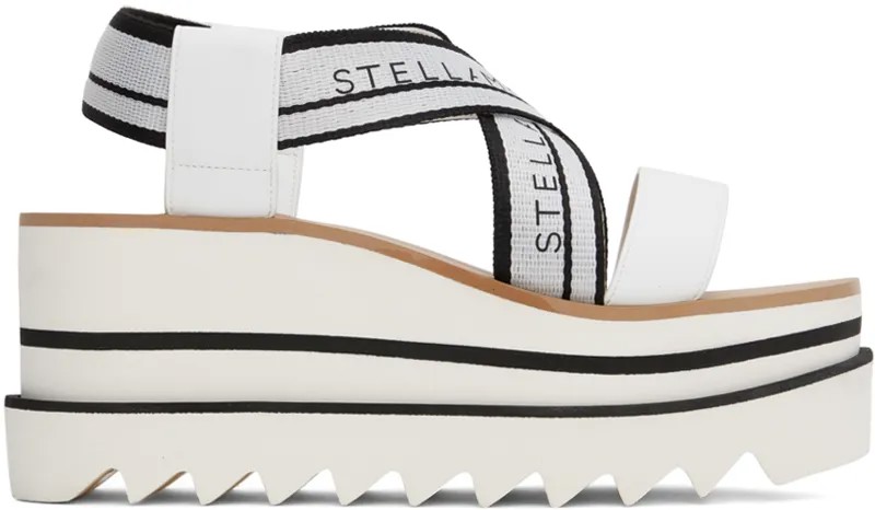 Бело-черные босоножки на платформе и каблуке Sneakelyse Stella McCartney
