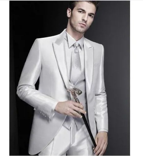 Серебряная официальная одежда, мужские костюмы, костюм Homme жениха, деловой мужской свадебный костюм, смокинг, стиль, выпускной смокинг, 3 пре...