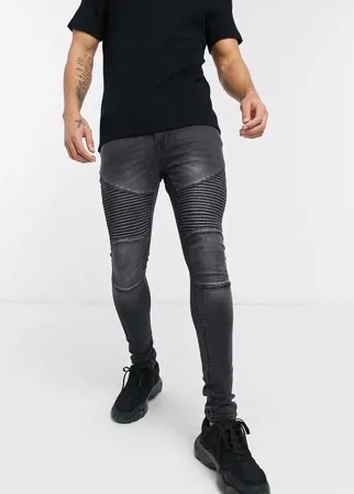 Черные выбеленные джинсы в байкерском стиле Voi Hendon-Черный цвет