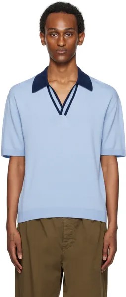 Синяя футболка-поло с цветовыми блоками King & Tuckfield
