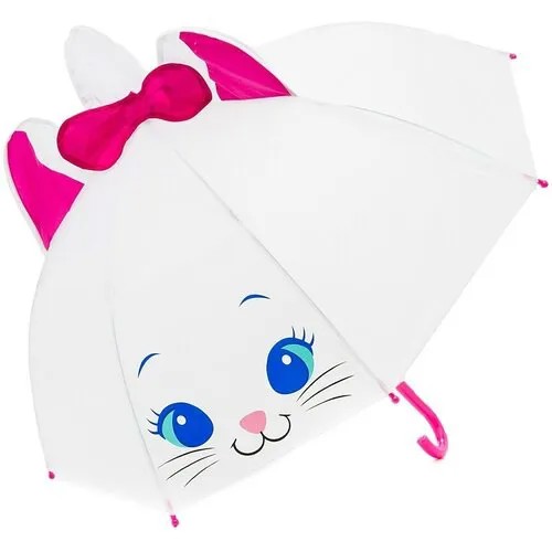 Зонт-трость Mary Poppins, механика, купол 46 см., для девочек, белый, розовый