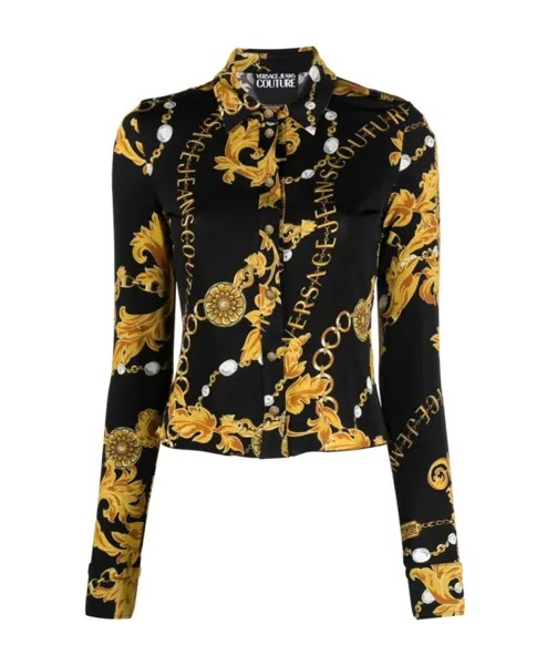 Рубашка Chain Couture с длинными рукавами Versace Jeans Couture, черный