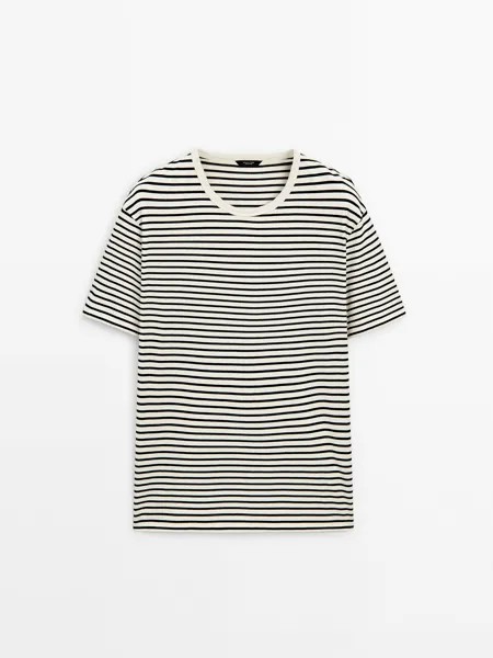 Футболка с короткими рукавами из 100% хлопка Massimo Dutti, бежевый