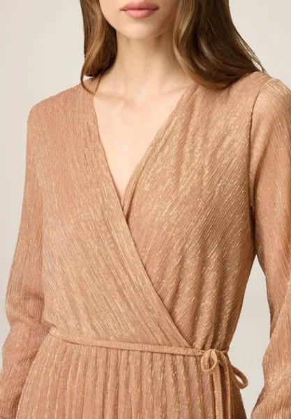 Длинное платье Lungo Lurex Plissé Oltre, бежевое
