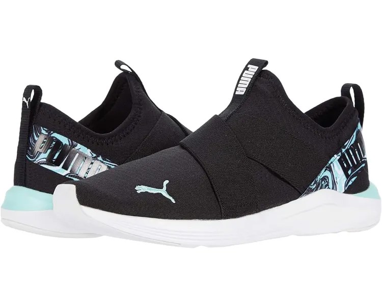 Кроссовки PUMA Prowl Slip-On Marble, цвет Puma Black/Aruba Blue/Puma White