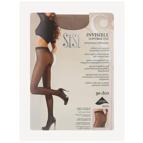 Колготки Sisi Invisible Control Top, 30 den, размер 3, бежевый