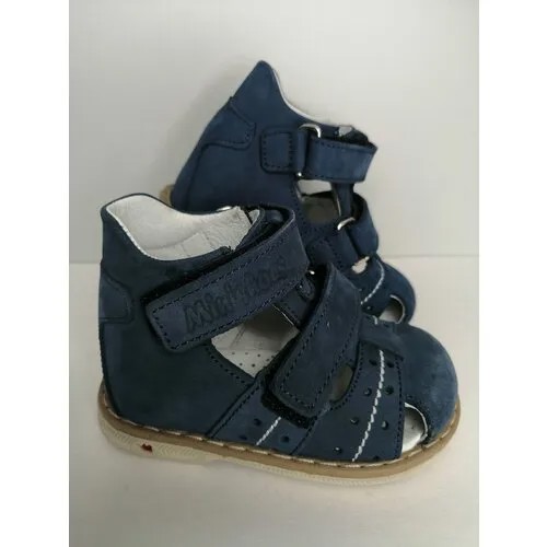 Сандалии Mini-Shoes, натуральный нубук, ортопедические, усиленный задник, размер 18, синий