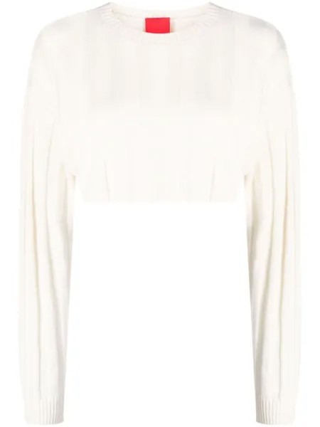 Укороченный джемпер Remy в рубчик Cashmere In Love, белый
